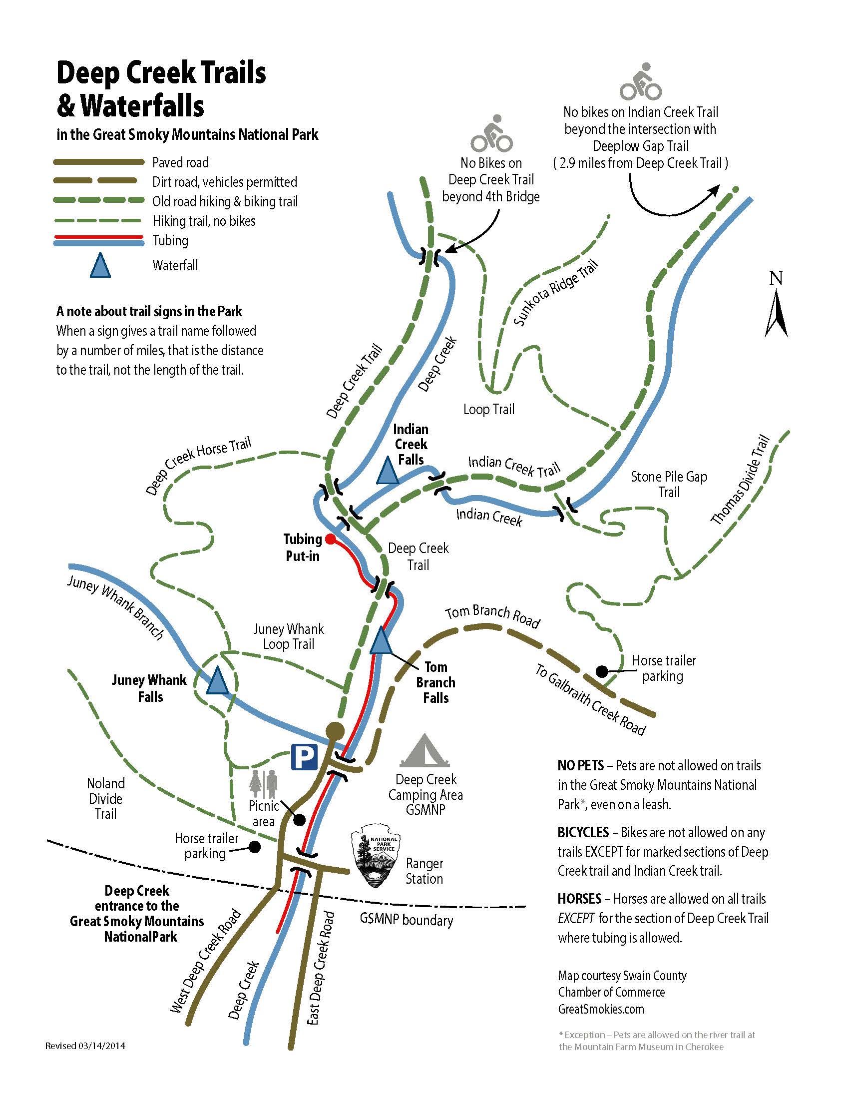 Map of Deep Creek area of GSMNP 